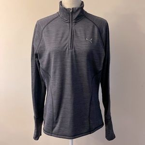 Puma Golf women’s gamer 1/4 zip up monk neck, long sleeve blouse gray sz L